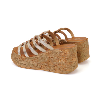 Kadın Platin Dolgu Topuklu Deri Terlik