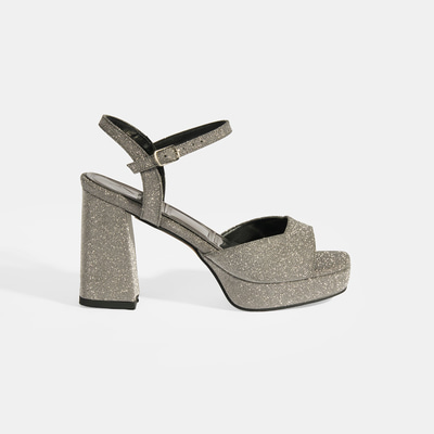 Kadın Platin Toka Detaylı Topuklu Abiye Sandalet