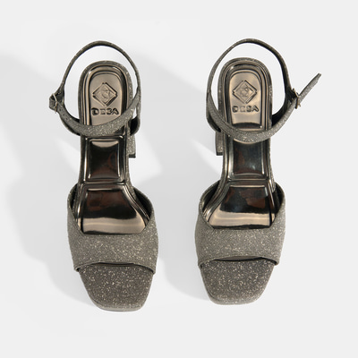 Kadın Platin Toka Detaylı Topuklu Abiye Sandalet