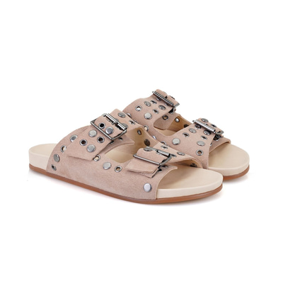Kadın Pudra Aksesuarlı Deri Terlik