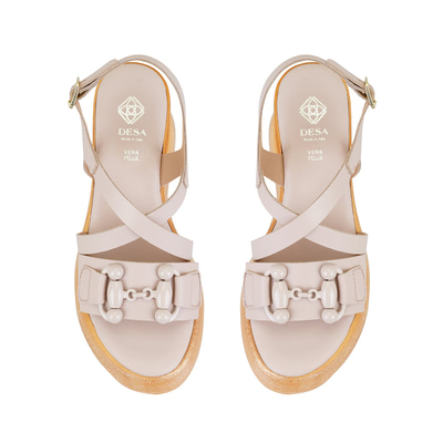 Kadın Pudra Ayarlanabilir Tokalı Topuklu Deri Sandalet