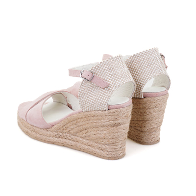 Kadın Pudra Dolgu Topuk Süet Espadril Sandalet