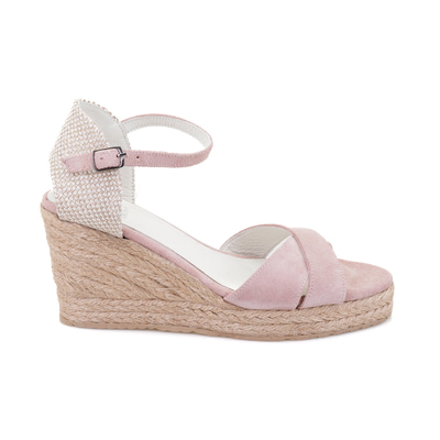 Kadın Pudra Dolgu Topuk Süet Espadril Sandalet