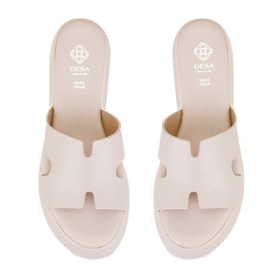 Kadın Pudra Dolgu Topuklu Deri Terlik