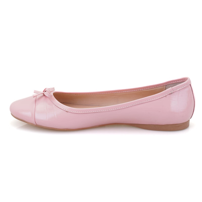 Kadın Pudra Kroko Baskılı Deri Babet