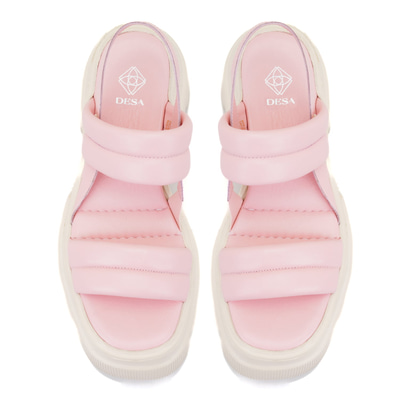 Kadın Pudra Puffer Deri Sandalet