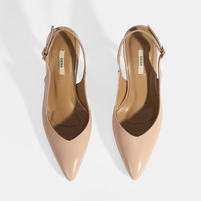 Kadın Pudra Rugan Topuklu Ayakkabı