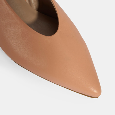 Kadın Pudra Slingback Deri Topuklu Ayakkabı 