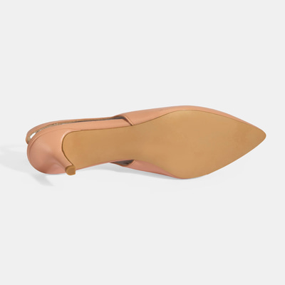 Kadın Pudra Slingback Deri Topuklu Ayakkabı 