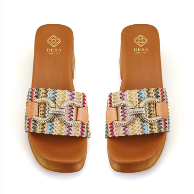 Kadın Renkli Topuklu Deri Terlik