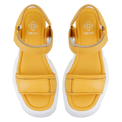 Kadın Sarı Cırt Cırtlı Dolgu Topuklu Sandalet