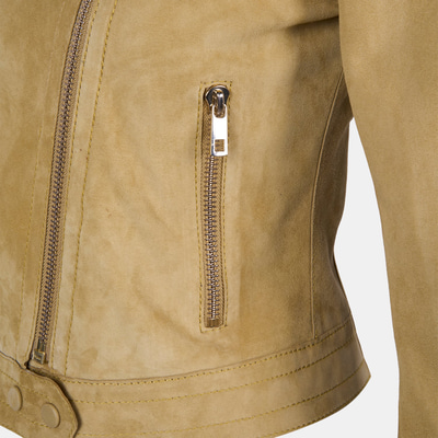 Kadın Sarı Gömlek Yakalı Süet Biker Ceket