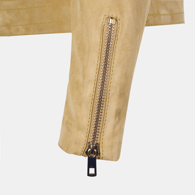 Kadın Sarı Gömlek Yakalı Süet Biker Ceket