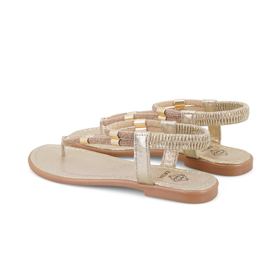 Kadın Sarı Parlak Taş Detaylı Parmak Arası Sandalet