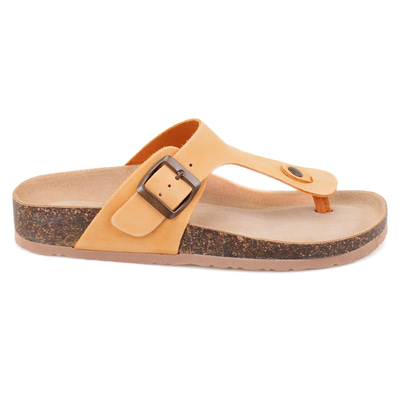 Kadın Sarı Parmak Arası Nubuk Deri Terlik