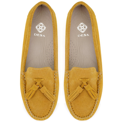 Kadın Sarı Süet Deri Loafer