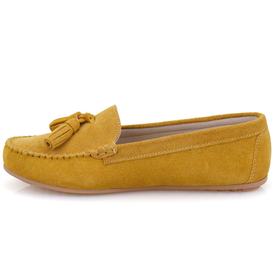 Kadın Sarı Süet Deri Loafer
