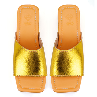 Kadın Sarı Topuklu Deri Terlik