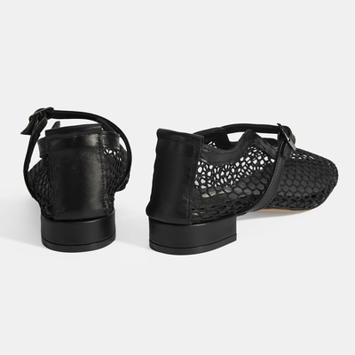 Kadın Siyah Ayarlanabilir Metal Tokalı File Babet