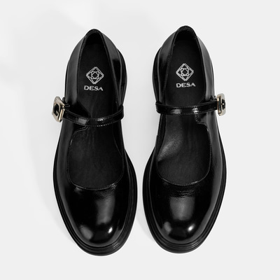 Kadın Siyah Ayarlanabilir Metal Tokalı Mary Jane Ayakkabı