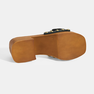 Kadın Siyah Ayarlanabilir Toka Detaylı Topuklu Terlik