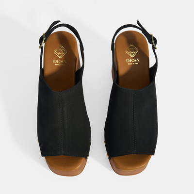 Kadın Siyah Ayarlanabilir Toka Detaylı Süet Dolgu Topuklu Sandalet