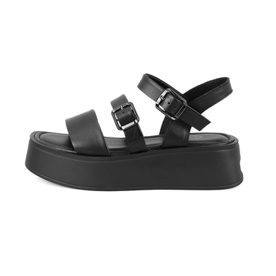 Kadın Siyah Ayarlanabilir Tokalı Deri Sandalet