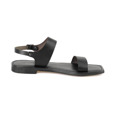 Kadın Siyah Ayarlanabilir Tokalı Deri Sandalet