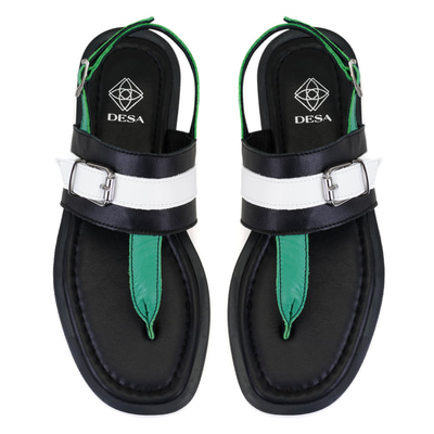 Kadın Siyah Ayarlanabilir Tokalı Deri Terlik