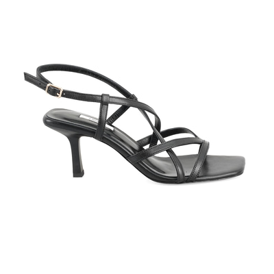 Kadın Siyah Ayarlanabilir Tokalı Deri Sandalet