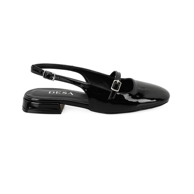 Kadın Siyah Ayarlanabilir Tokalı Deri Babet