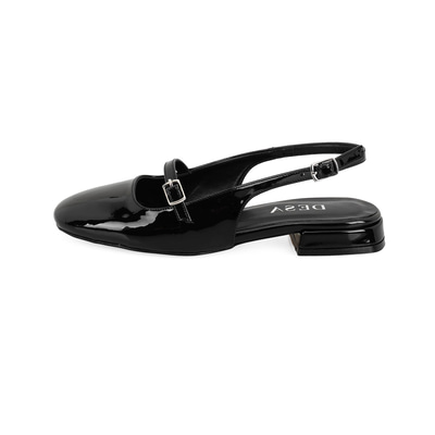 Kadın Siyah Ayarlanabilir Tokalı Deri Babet