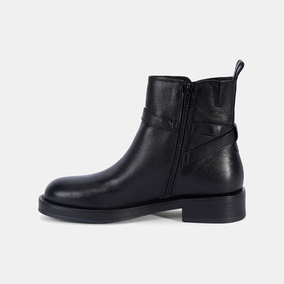 Kadın Siyah Ayarlanabilir Tokalı Deri Bot