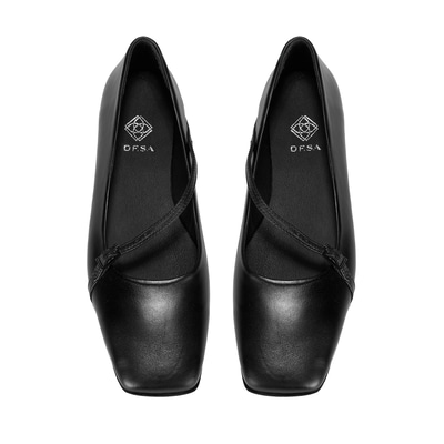 Kadın Siyah Ayarlanabilir Tokalı Deri Babet