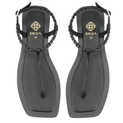 Kadın Siyah Ayarlanabilir Tokalı Deri Sandalet