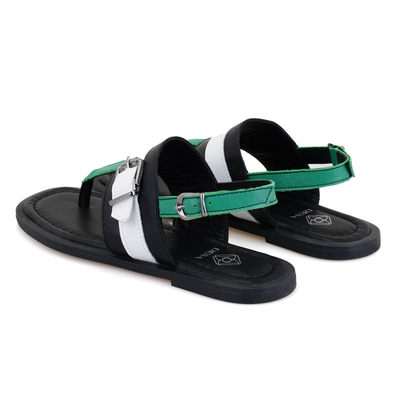 Kadın Siyah Ayarlanabilir Tokalı Deri Terlik