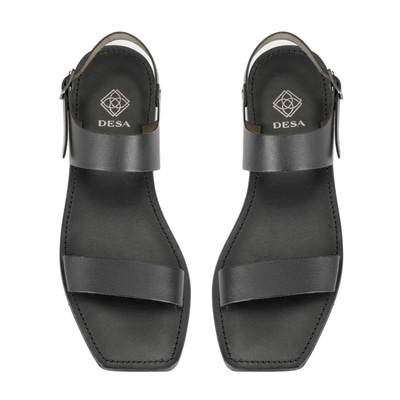 Kadın Siyah Ayarlanabilir Tokalı Deri Sandalet