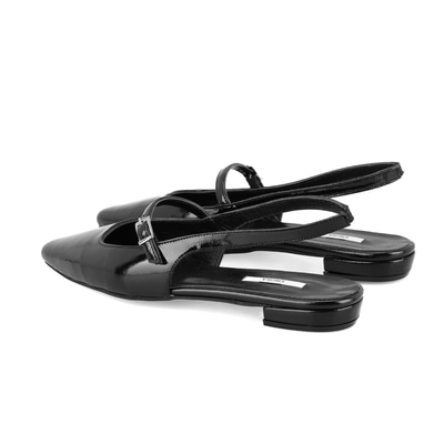 Kadın Siyah Ayarlanabilir Tokalı Deri Babet