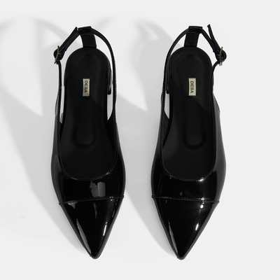 Kadın Siyah Ayarlanabilir Tokalı Rugan Babet