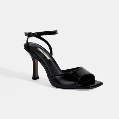 Kadın Siyah Ayarlanabilir Tokalı Rugan Topuklu Sandalet