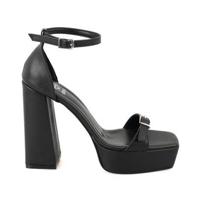 Kadın Siyah Ayarlanabilir Tokalı Topuklu Sandalet