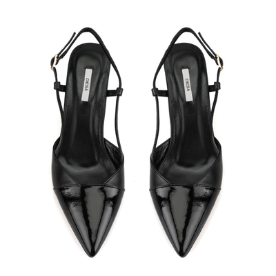 Kadın Siyah Ayarlanabilir Tokalı Topuklu Deri Abiye Ayakkabı