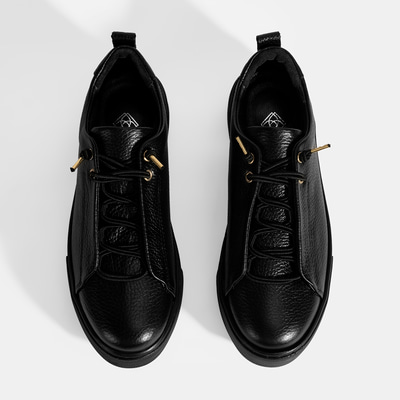 Kadın Siyah Bağcıklı Deri Günlük Ayakkabı