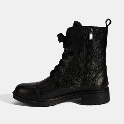 Kadın Siyah Bağcıklı Deri Postal Bot