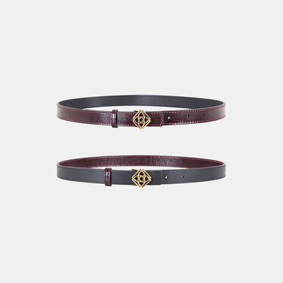 Kadın Siyah / Bordo Çift Taraflı Deri Kemer