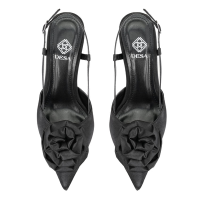 Kadın Siyah Çiçek Aksesuarlı Saten Abiye