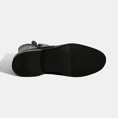 Kadın Siyah Çift Fermuarlı Deri Bot