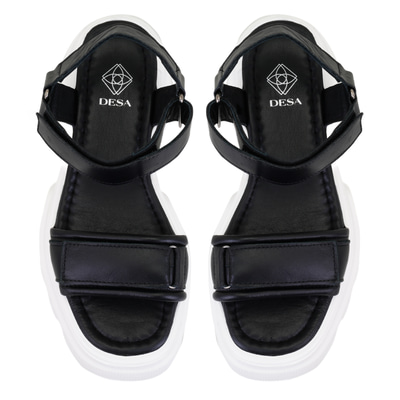 Kadın Siyah Cırt Cırtlı Dolgu Topuklu Sandalet