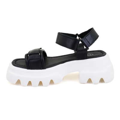 Kadın Siyah Cırt Cırtlı Dolgu Topuklu Sandalet