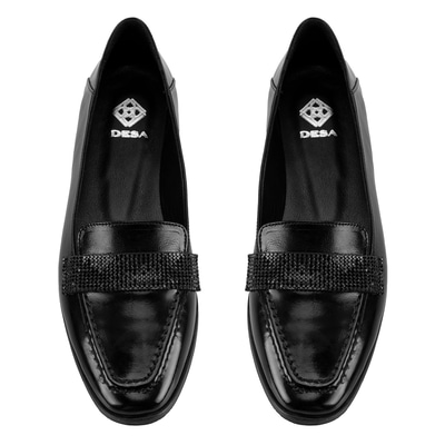 Kadın Siyah Deri Babet